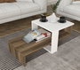 Hanah Home Mesa de Centro Escandinava Blanca y Nogal con Almacenamiento 80x43.6x32.6 cm